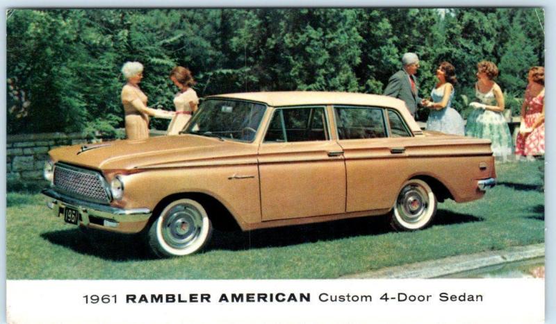 Automobile Car Advertising  1961 RAMBLER AMERICAN  Custom 4 Door Sedan Postcard