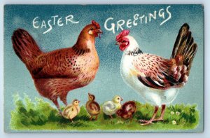 c1905 Easter Greetings Chicken And Little Chicks Rollersville Ohio OH Postcard