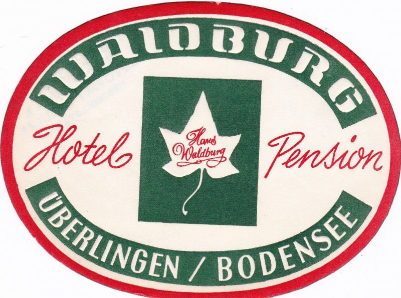 Germany Ueberlingen Hotel Waldburg Vintage Luggage Labe sk3716