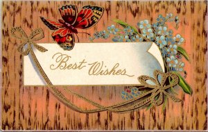 Butterflies Best Wishes With Butterfly and Flowers 1912