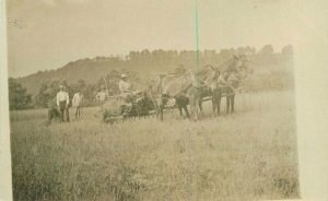 C-1910 Farm Agriculture Hay Harvest Horse Drawn RPPC Photo Postcard 21-13903