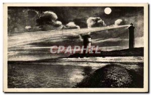 Old Postcard Ile De Re Le Phare Whales Moonlight