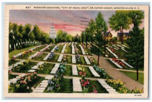 1936 Moravian Graveyard City Equal Dead Easter Sunday Winstom Salem NC Postcard