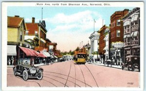 NORWOOD, Ohio OH  Street Scene  MAIN AVENUE from Sherman Ave. c1920s  Postcard 