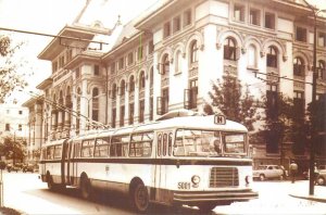 Postcard Transport history Romania Bucharest troleibuz articulat ITB 1965