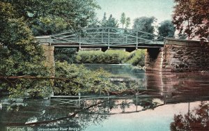 Vintage Postcard Stroudwater River Bridge Portland Maine Hugh C. Leighton Pub.