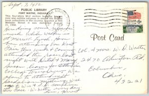 Fort Wayne Indiana 1972 Postcard Public Library