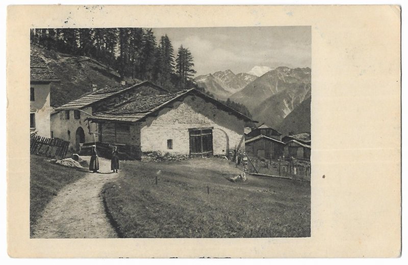 Romanshorn to Fribourg, Switzerland 1920 Postcard Swiss Chalet, Alps, Village