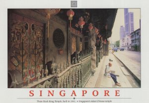 Buddhist Man Reading At Thian Hock Keng Temple Singapore Postcard