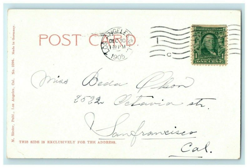 1905 St. James Park Los Angeles California Station A Stamp Palm Trees Postcard 