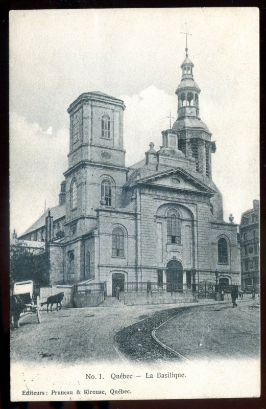 h2125 - QUEBEC CITY Postcard 1907 La Basilique by Pruneau & Kirouac