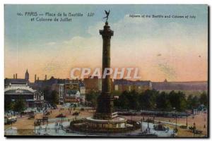 Paris Old Postcard Place de la Bastille and the July Column