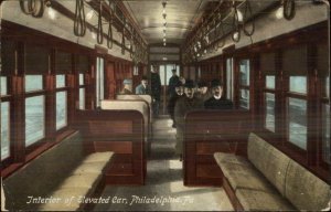 Philadelphia PA Interior of Elevated RR Trin Car 1907 Used Postcard