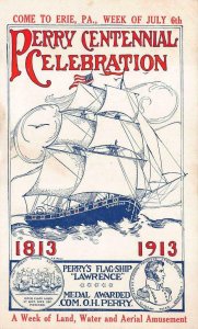 PERRY CENTENIAL CELEBRATION SHIP LAWRENCE ERIE PENNSYLVANIA POSTCARD (1913)