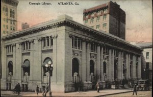 Atlanta Georgia GA Carnegie Library c1910 Postcard - Hand Colored