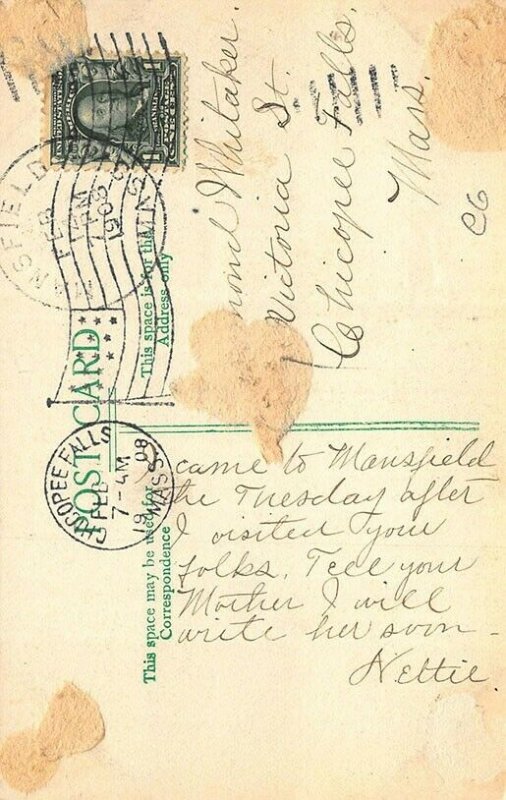 Mansfield MA Multi-Views in 1908 Postcard