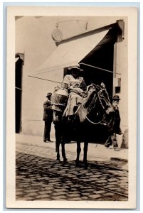 Lima Peru Postcard Indian Woman Delivering Milk c1940's Vintage RPPC Photo