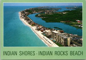 VINTAGE CONTINENTAL SIZE POSTCARD AERIAL VIEW INDIAN SHORES INDIAN ROCKS BEACH