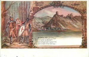 German popular stories & legends The Enemy Brothers knights Bornhofen Litho