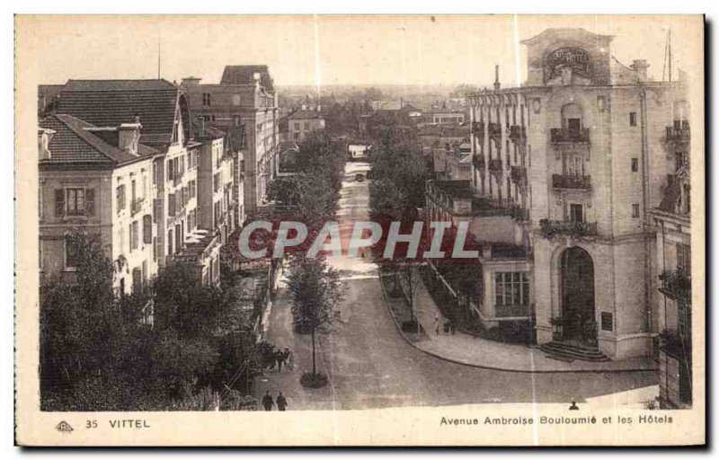 Old Postcard Vittel Avenue Ambroise Bouloumie and Les Hotels