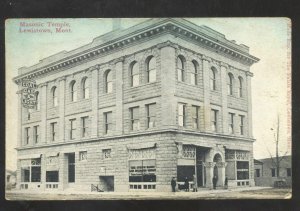 LEWISTON MONTANA MASONIC TEMPLE LODGE DOWNTOWN VINTAGE POSTCARD