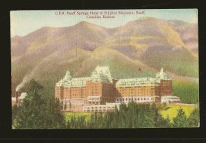 CPR Banff Springs Hotel Sulphur Mountain Banff Canadian Rockies Linen Postcard