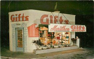 Florida Keys Marathon Gift Shop 1950s Night Neon Swift Postcard roadside -22-505