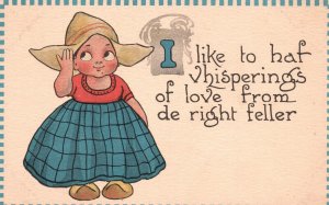 Vintage Postcard Little Girl Likes To Have Whisperings From Right Feller