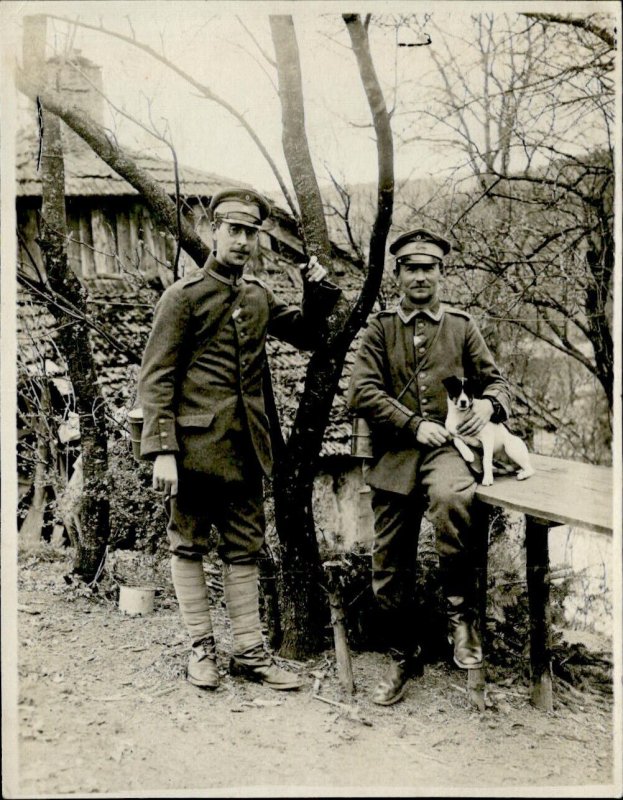 Lot347 soldiers with a dog  real photo social history military bayreuth bavaria