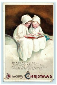 Merry Christmas Clapsaddle Children Reading 1912 Hagerstown MD Antique Postcard