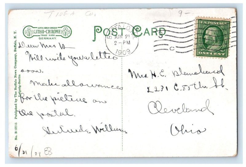 1909 Erie Train Railroad Station Depot Waverly New York NY Antique