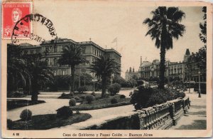 Argentina Buenos Aires Casa de Gobierno y Paseo Colon Vintage Postcard C092