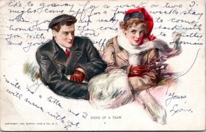 Postcard Romance Couple Winter - Signs of a Thaw - Moffat Yard
