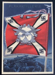 Mint WW 2 Germany Color Picture Postcard Our Wehrmacht Heavy Artillery flag