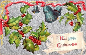 Merry Christmas With Holly and Bells 1909