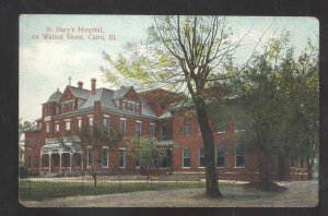 CAIRO ILLINOIS ST. MARY'S HOSPITAL WALNUT STREET VINTAGE POSTCARD 1908