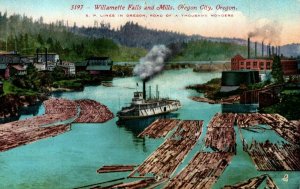 C1910 Logging Mills Willamette Falls Steam Boat, OR P111