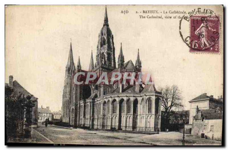 Old Postcard Bayeux Cathedral Overview