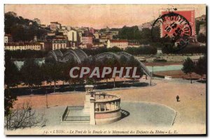 Old Postcard Lyon Bridge Loop and Monument Children Rhone