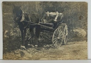 Rppc Attractive Young Men Posing With Horse & Buggy Photo Postcard P7