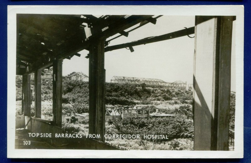 Topside Barracks Corregidor Hospital Philippine Islands Real Photo Postcard 