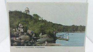 Vintage Postcard Tombs at Golconda, Hyderabad  Pilgrims Visiting in Boat c1920