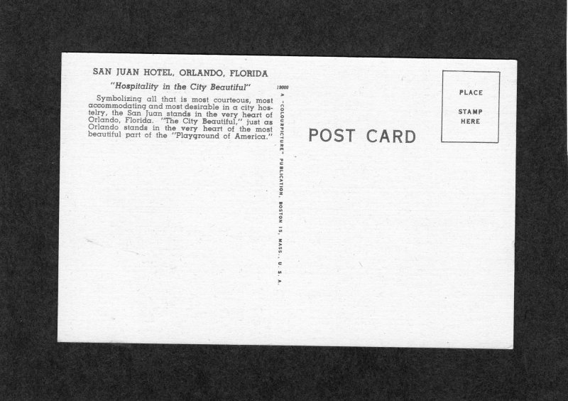 San Juan Hotel Orlando, Florida Postcard Vintage Historic Building