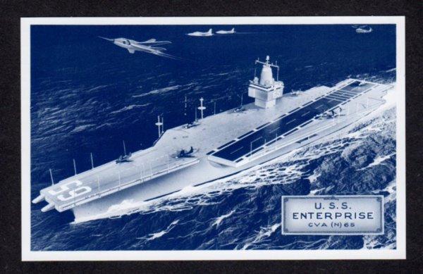 USS Enterprise CVA N 65 Aircraft Carrier Ship Navy Naval Warship Postcard PC