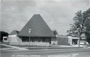 Esterville Iowa~Saint Patrick Church~Front Entrance~LL Cook 1940s RPPC
