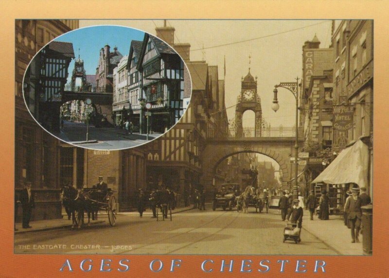 Cheshire Postcard - The Eastgate, Chester c.1913 And As Seen Today  RR8581