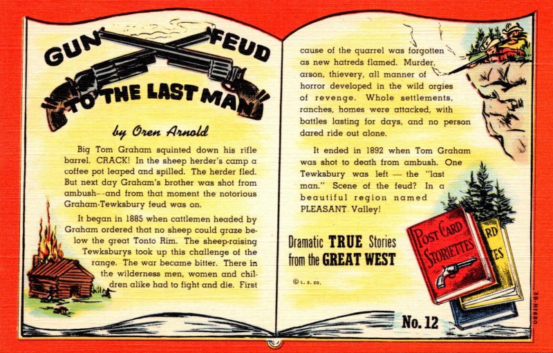 Texas Post Card Storiettes Gun Feud To The Last Man By Oren Arnold Curteich