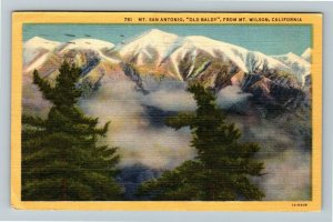 CA-California, Mt. San Antonio Old Baldy Snow Capped, Linen c1951 Postcard