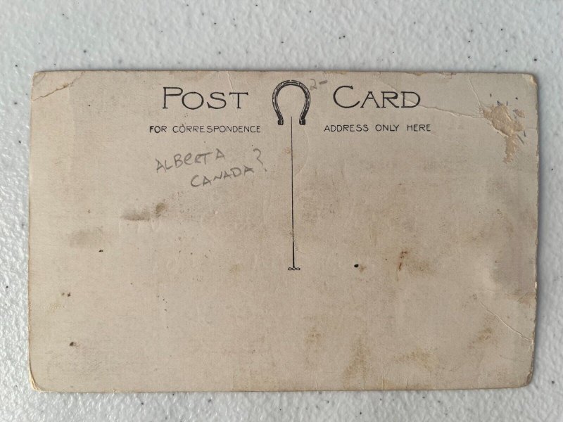 c1910's Edson Alberta Canada Woman Axe Felt Pennant Vintage Postcard