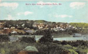 Livermore Falls Maine Bird's Eye View~Houses & Town Bldgs~River in Front~1910 PC